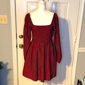 NWT Old Navy smoked baby doll red plaid dress